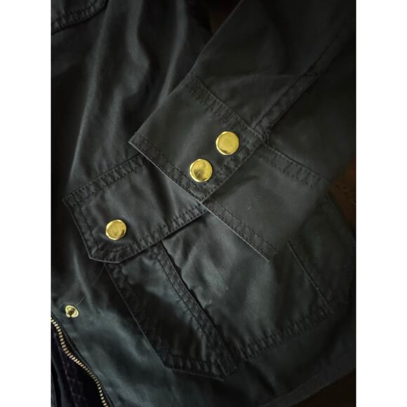 J Crew Downtown field jacket waxed cotton small Military pockets gold buttons - Picture 4 of 10